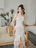Frederica Lace-Trimmed Ruffled Slip Dress