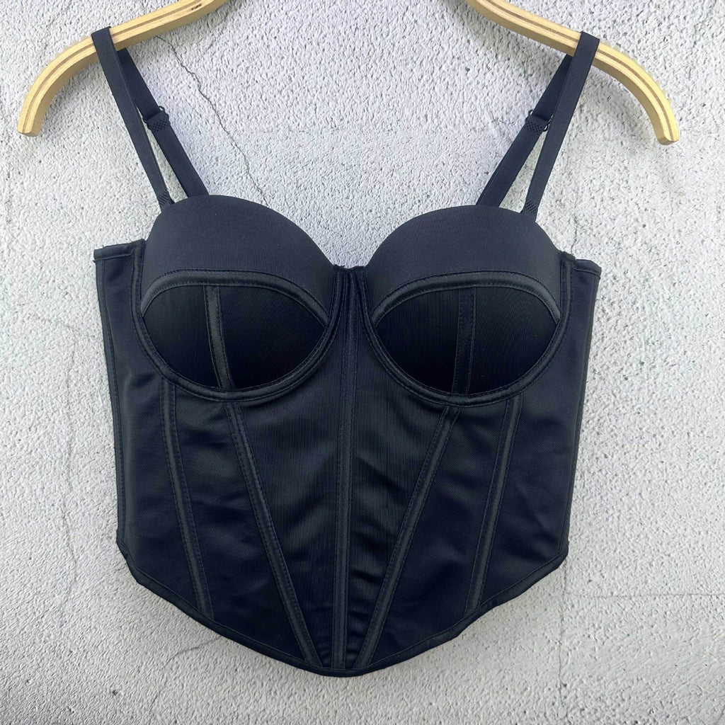 Basia Black Irregular Straight Herringbone Corset