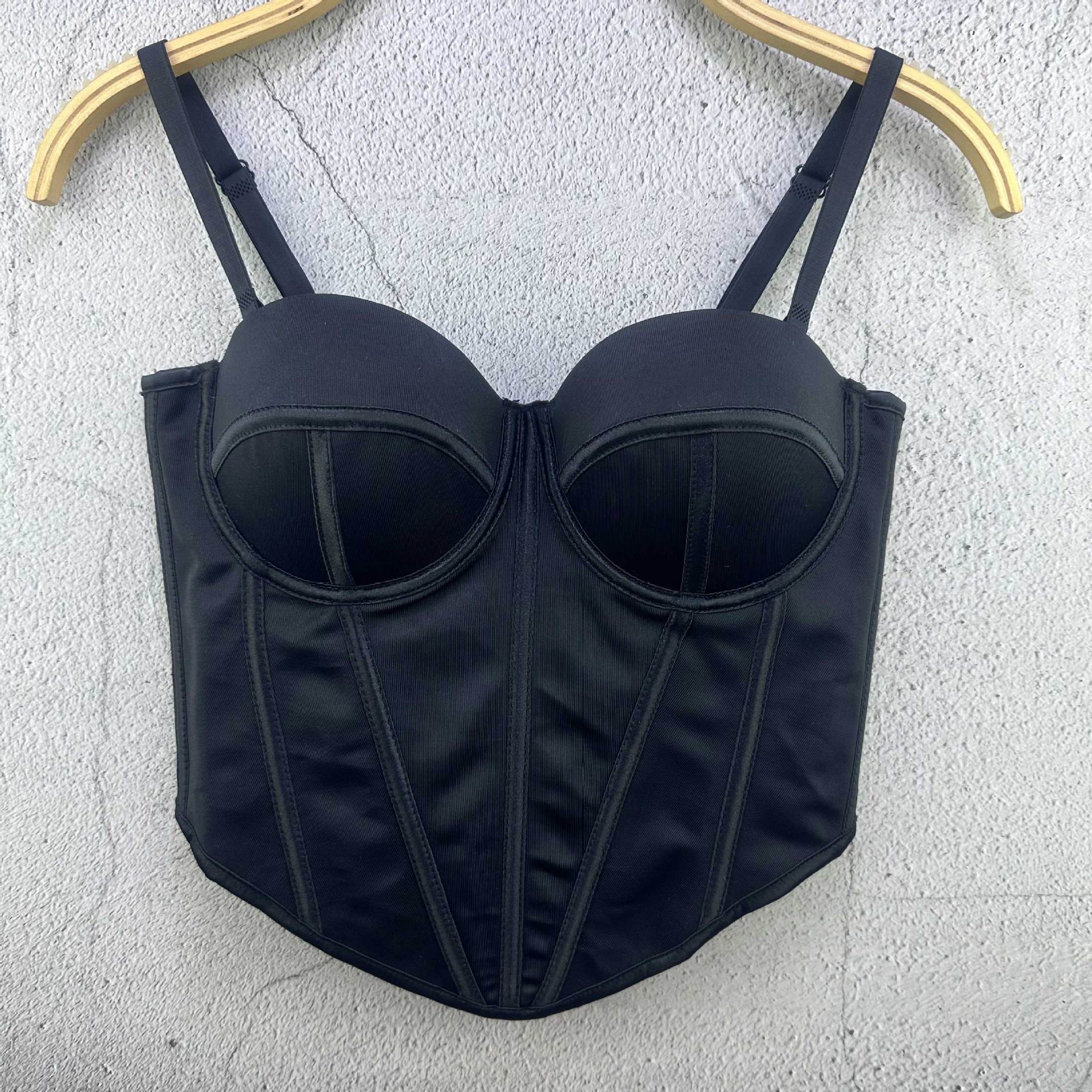 Basia Black Irregular Straight Herringbone Corset