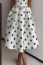 Flowering Girl Women white polka dot strapless maxi dress