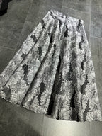Jacquard High Waist A-Line Midi Skirt