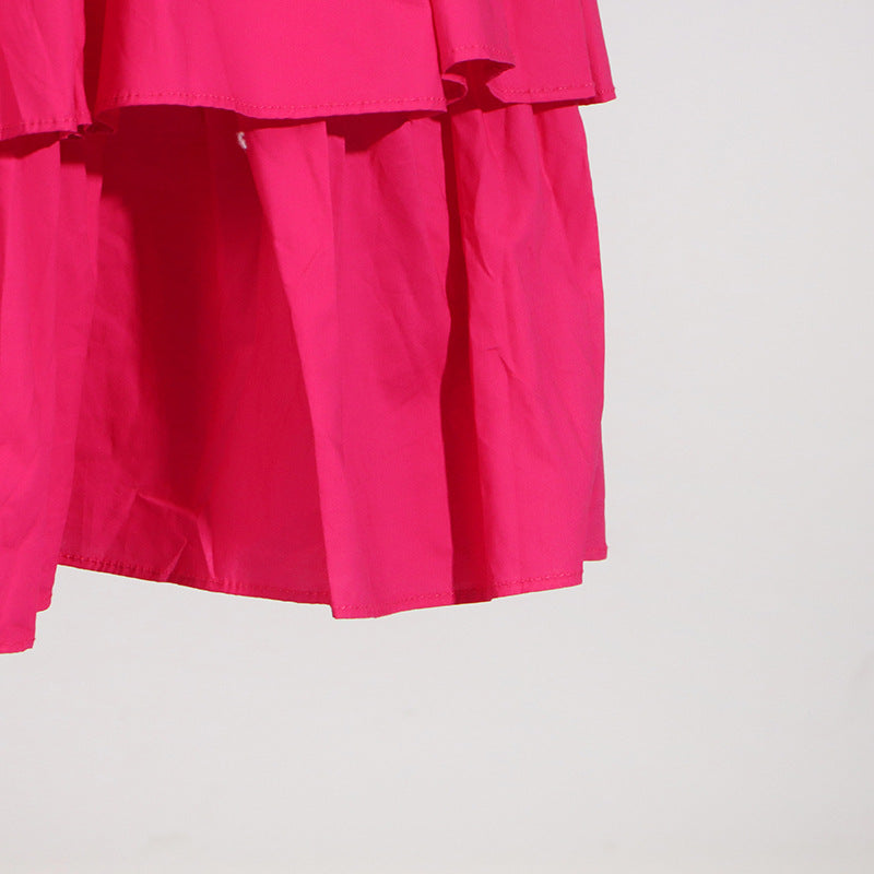 Flowering Girl Women Plunge V Ruffle Tiered Slit Gown In Pink