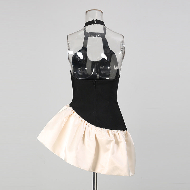 lyuba 3D Flower Contrast Color Bandage Mini Dress