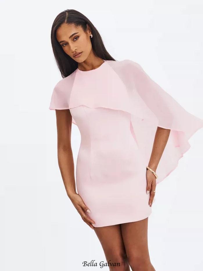 wendy cape  bodycon mini dress - pink