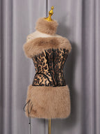 suzanne Leopard Fur Sequin Skirt Set