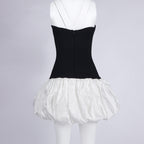 Flowering Girl Women Butterfly Embroidered Bodice Puffball mini Dress in black