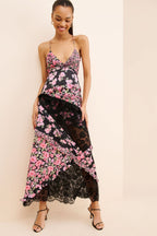 Léa Lace Patchwork Floral Cami Maxi Dress