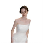 Lyuba White French Lightweight High-End Strapless Slim Fit Simple Maxi Dress