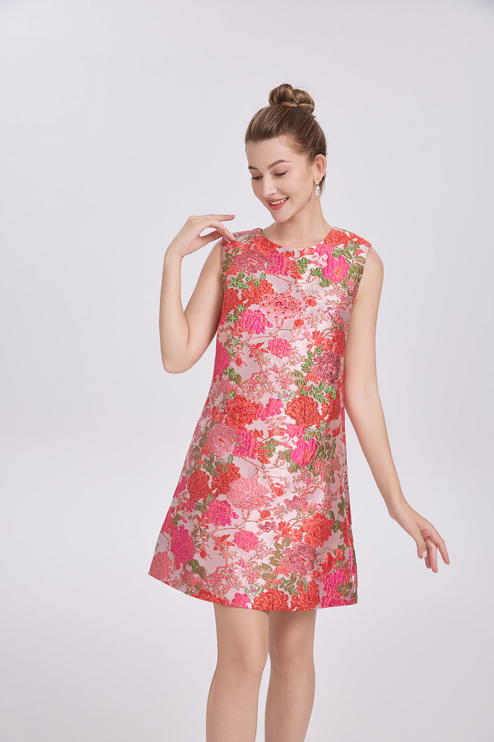 Flowering Girl Women Hilary Multicolor Floral Embroidery Sleeveless Mini Dress