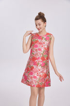 Flowering Girl Women Hilary Multicolor Floral Embroidery Sleeveless Mini Dress