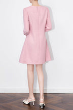 Flowering Girl Women Alani Embossed Chiffon Puff Sleeves Mini Dress In Pink