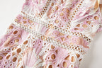 Flowering Girl Women chloe hollow out flower embroidery maxi dress in pink purple