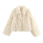 Flowering Girl Women michaelia fur lapel jacket in white