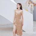 Frederica Sequin Strappy Midi Dress - Gold