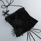 Flowering Girl Women velvet corset floral mini skirt suit in black
