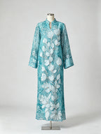vivien Beaded floral embroidery maxi dress - blue