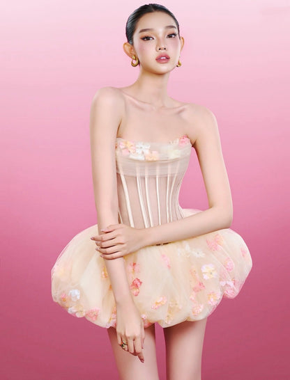 Roxya Floral Strapless Corset Mini Dress