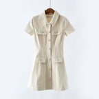 vanessa Cream Collared Denim Mini Dress