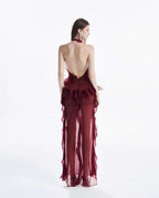 melissa grey Flower Asymmetric Folds Streame Mini Dress