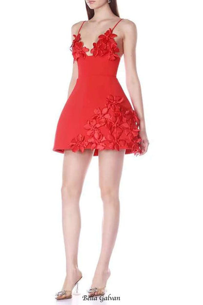lyuba 3d flower embellished A-line mini dress - red