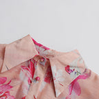 Flowering Girl Women Orange Jenny Floral Printed Shirt Shorts Set