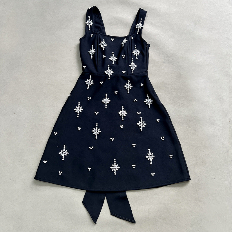 Flowering Girl Women Adora Sleeveless Diamond Bow Bandage Mini Dress In Black