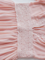 Blush Pink Lace-Trimmed V-Neck Maxi Dress