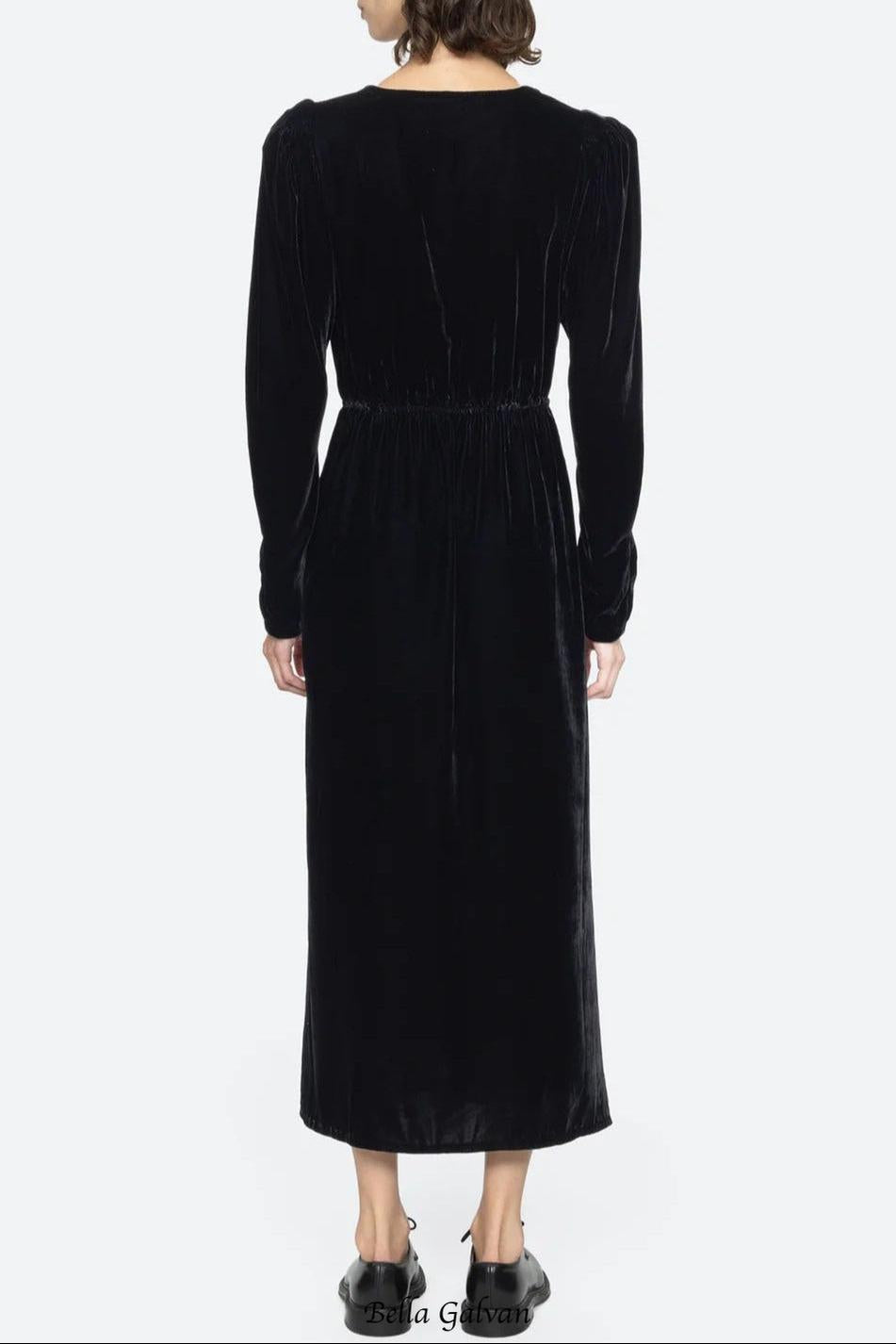 wallis black v-neck bow cutout velvet midi dress