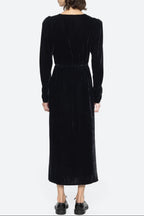 Wallis Black v-Neck Bow Cutout Velvet Midi Dress