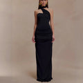 Flowering Girl Women black bandeau sloping shoulder maxi dress