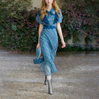 Blue Print Plaid Midi Dress
