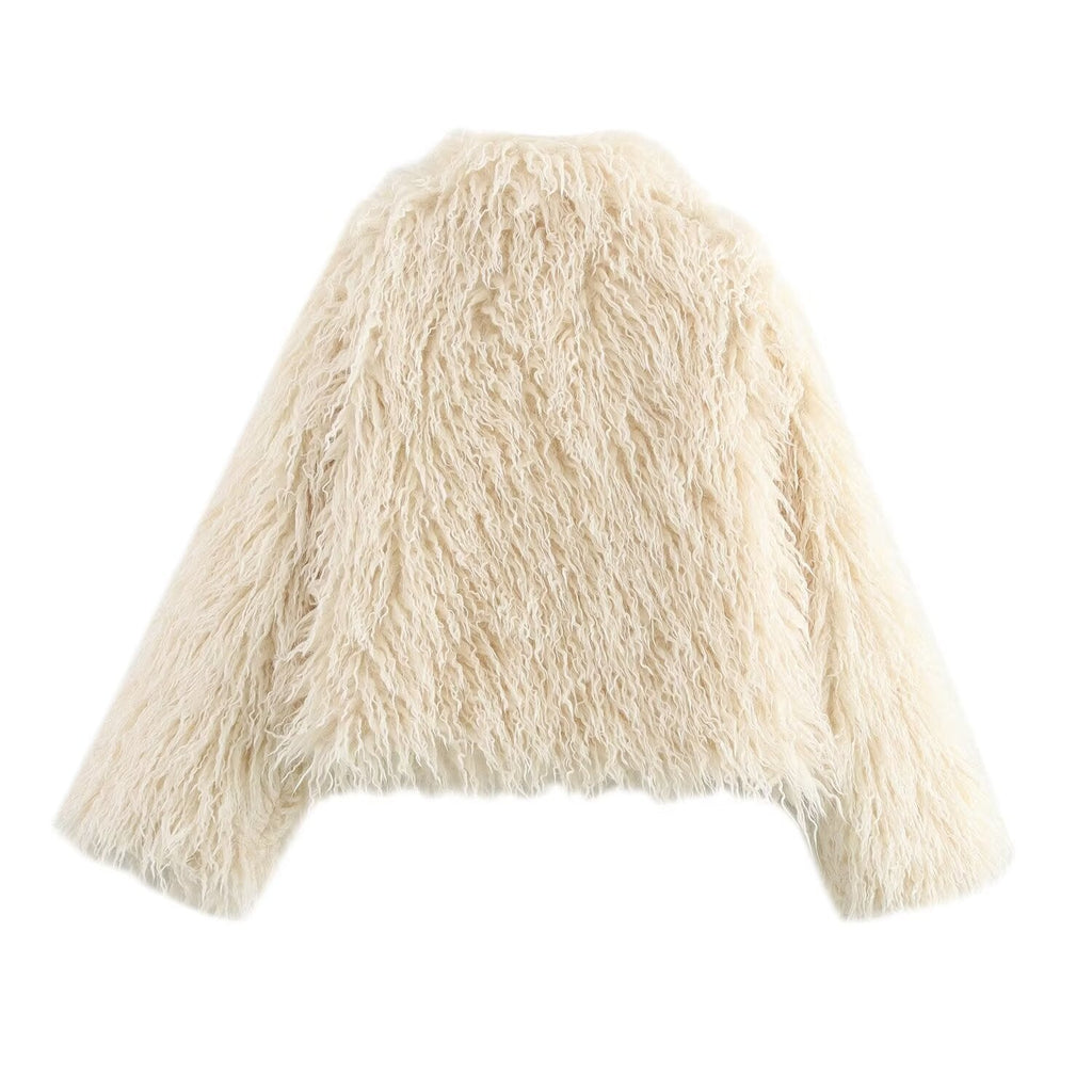Flowering Girl Women michaelia fur lapel jacket in white