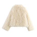 Flowering Girl Women michaelia fur lapel jacket in white