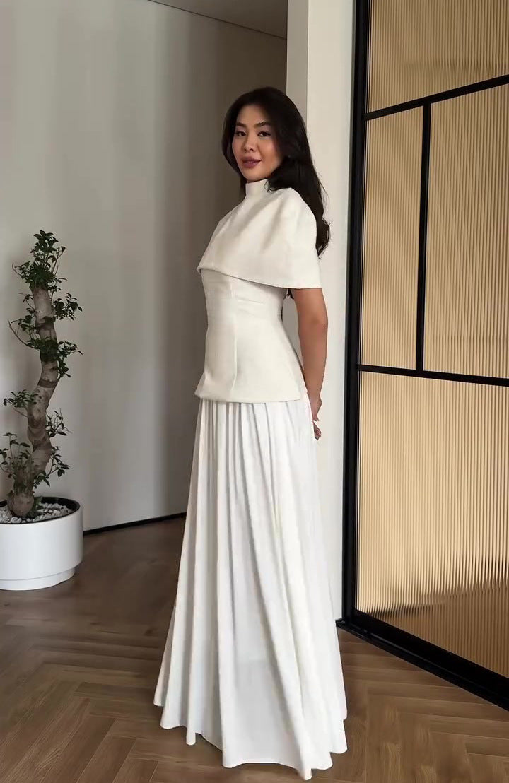 Flowering Girl Women white short-sleeved long skirt suit