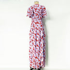 jamie multicolor Floral printed Chiffon Ruffle Maxi Dress
