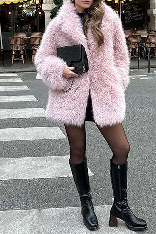 Flowering Girl Women Lily Faux Fur Fur Jacket Mid-length Warm Coat