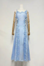 Flowering Girl Women Lace Trim Embroidery Hollow Midi Dress In White