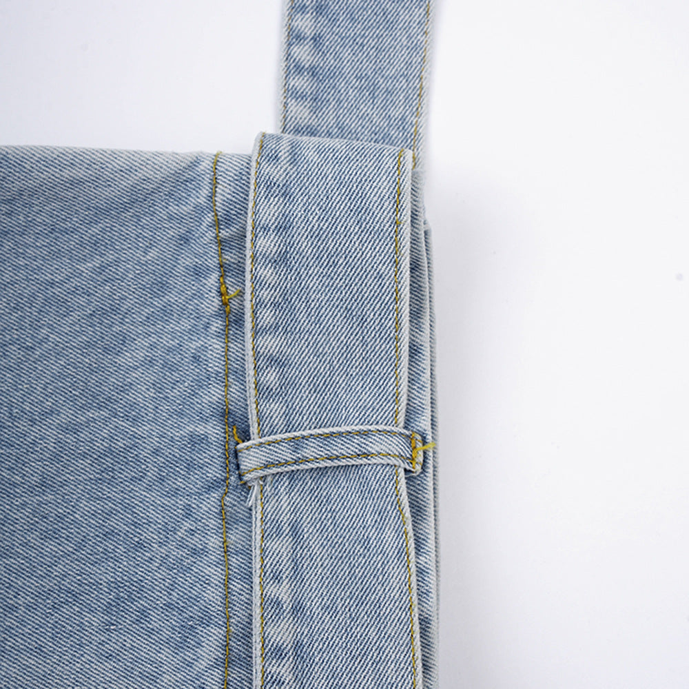 Flowering Girl Women Patchwork Ruffle Denim Tunic Coat