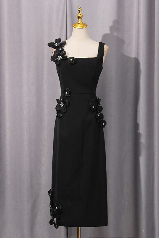 Flowering Girl Women Sabrina 3d Flower Midi Dress In Black