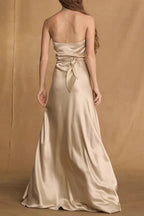 Flowering Girl Women kay Champagne crepe bias-cut satin halter maxi dress