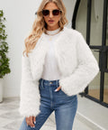 Flowering Girl Women victoria Imitation Fur Top Short Jacket