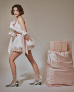 celeste lace bowknot backless mini dress in pink
