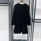 sheila Beaded Velvet puffy mini Dress in black