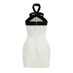 Fortunata Halter Neck Velvet Bow Mini Dress