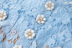 Flowering Girl Women eunice hollow pencil Lace mini Dress in blue