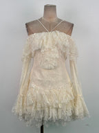 Elisha Off Shoulder Lace Ruffle Mini Dress