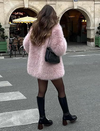 Flowering Girl Women Lily Faux Fur Fur Jacket Mid-length Warm Coat