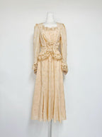 Rebecca Floral Lace Blouse & Skirt Set In Apricot