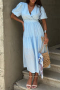 Flowering Girl Women V-neck openwork embroidery maxi dress