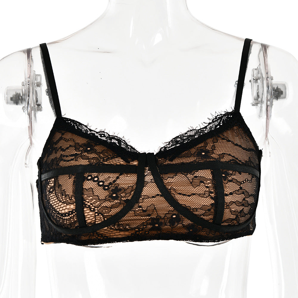 Flowering Girl Women LACE SKIRT SET WITH WAIST CHAIN IN BLACK